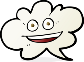 hand drawn cartoon cloud speech bubble with face png