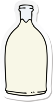 sticker of a quirky hand drawn cartoon milk bottle png