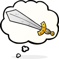 cartoon sword with thought bubble png