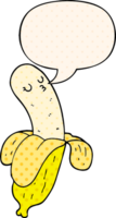 cartoon banana with speech bubble in comic book style png