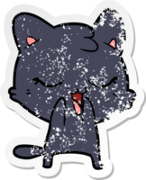 autocollant en détresse d'un chat de dessin animé png