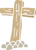 croix de bois dessin animé illustration couleur plate png