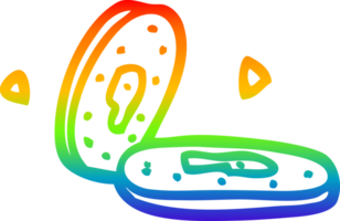 rainbow gradient line drawing of a cartoon gold coins png