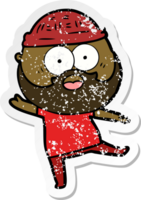 distressed sticker of a cartoon bearded man png