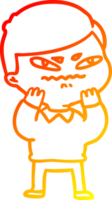 warm gradient line drawing of a cartoon angry man png