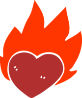 tecknad serie klotter flammande hjärta png
