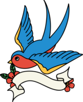 tatuaje tradicional con pancarta de golondrina png