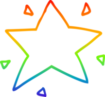 rainbow gradient line drawing of a cartoon star png