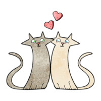 main texturé dessin animé chats dans l'amour png