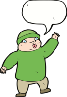 cartoon man in hat waving with speech bubble png