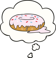 dibujos animados rosquilla con pensamiento burbuja png