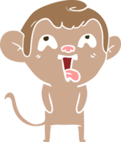 macaco de desenho animado de estilo de cor plana louco png