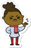 sticker of a cartoon angry woman png