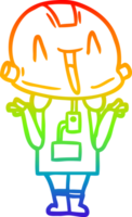 rainbow gradient line drawing of a cartoon robot png