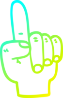 cold gradient line drawing of a cartoon pointing hand png