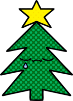 comico libro stile cartone animato di un' Natale albero png