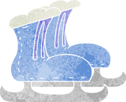 main tiré rétro dessin animé griffonnage la glace patin bottes png