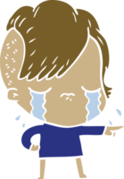 flat color style cartoon crying girl accusing png
