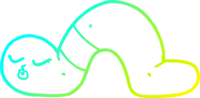 cold gradient line drawing of a cartoon worm png