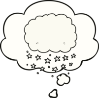 cartone animato pioggia nube con pensato bolla png