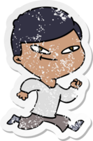 distressed sticker of a cartoon boy png