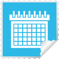 square peeling sticker cartoon of a work calendar png