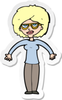 sticker of a cartoon woman shrugging shoulders png