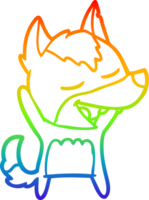 Regenbogen Gradient Linie Zeichnung von ein Karikatur Wolf Lachen png