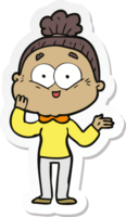 sticker of a cartoon happy old woman png