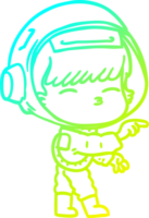 frio gradiente linha desenhando do uma desenho animado curioso astronauta png