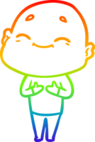 rainbow gradient line drawing of a happy cartoon bald man png