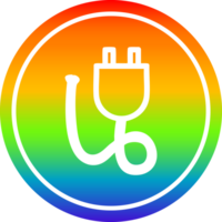 electrical plug circular icon with rainbow gradient finish png