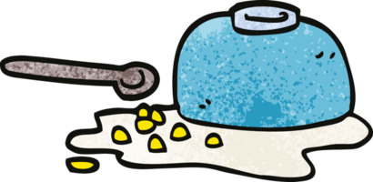 cartoon doodle spilt cereal bowl png