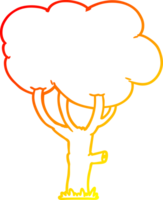 warm gradient line drawing of a cartoon tree png