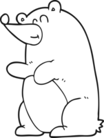 hand drawn black and white cartoon bear png