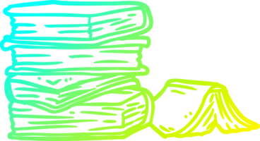 cold gradient line drawing of a pile of books png
