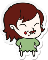sticker of a cartoon vampire girl with blood on cheek png