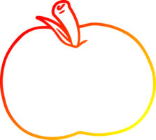 warm gradient line drawing of a cartoon apple png