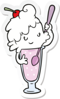 sticker of a cartoon ice cream soda girl png