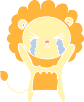 flat color style cartoon crying lion png