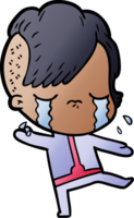 cartoon crying girl wearing space clothes png