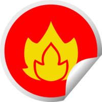 circular peeling sticker cartoon of a fire png