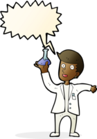 cartoon happy scientist with speech bubble png