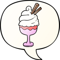 Karikatur Eis Sahne Dessert mit Rede Blase im glatt Gradient Stil png