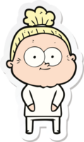 sticker of a cartoon happy old woman png