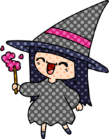 hand drawn cartoon of cute kawaii witch png