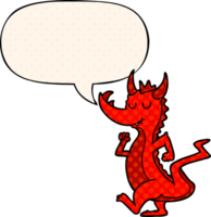 cartoon cute dragon with speech bubble in comic book style png