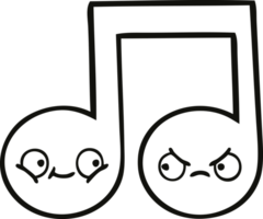 linje teckning tecknad serie av en musikalisk notera png