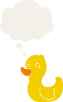 dibujos animados Pato con pensamiento burbuja en retro estilo png