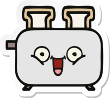 sticker of a cute cartoon of a toaster png